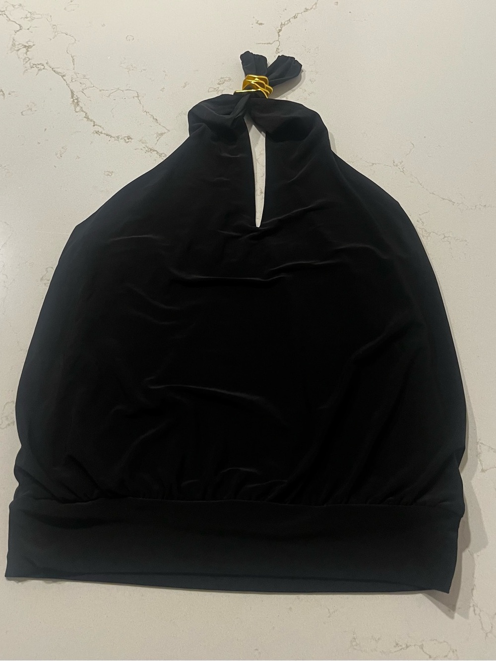 Express Black Halter Top with Gold Accent